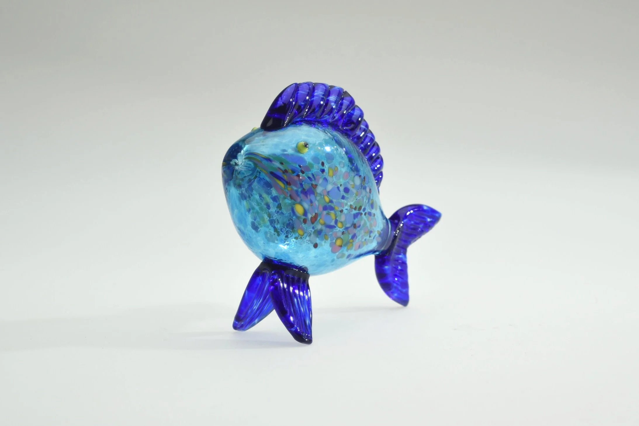 Small Speckled Capri Fish with Cobalt Fins — Thames Glass